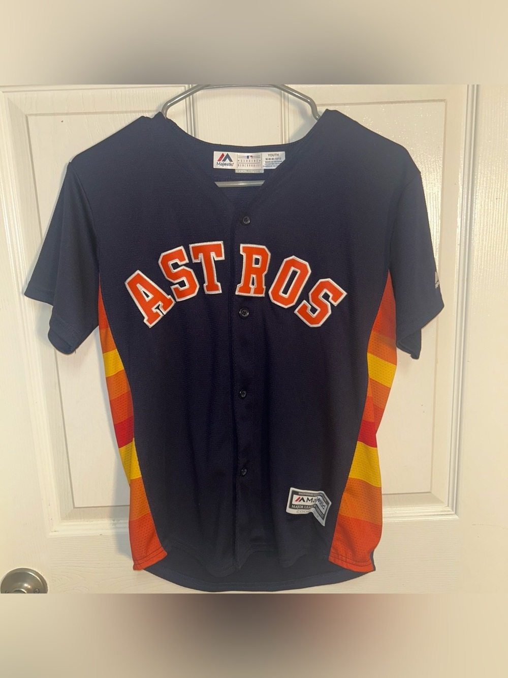 Majestic Navy Kids Astros Jersey with Orange & Yellow Accents
